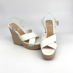 NWT Ivory Platform Wedge Sandals by Gianni Bini